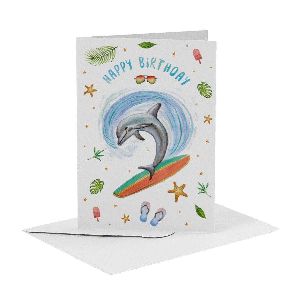 10 Tarjetas de Felicitación Mix - Dobladas con Sobre - Cumpleaños - Amor - Loro - Elefante - Cebra - Delfín - Leones - Tamaño A6 - Acuarela