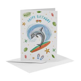 10 Grußkartenmischung - gefaltet mit Umschlag - Geburtstag - Liebe - Papagei - Elefant - Zebra - Delphin - Löwen - Größe A6 - Aquarell