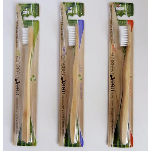 Bamboo toothbrush Tree Treasure wave handle MEDIUM - red packing