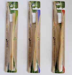 Bamboo toothbrush Tree Treasure wave handle MEDIUM - red packing