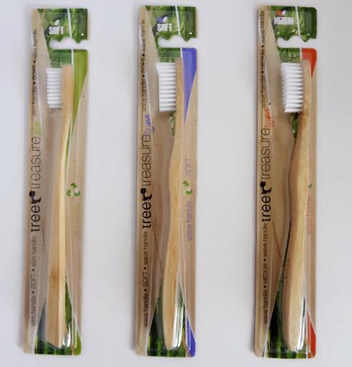 Bamboo toothbrush Tree Treasure wave handle MEDIUM - red packing