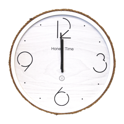 Weiße Uhr mit Kordelrand Ø 60 cm