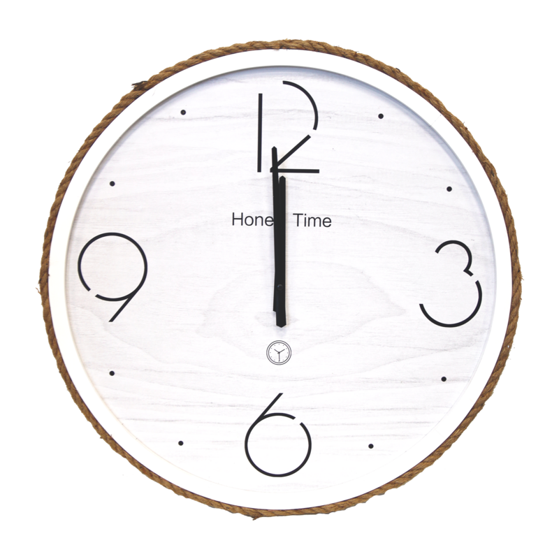 Weiße Uhr mit Kordelrand Ø 60 cm