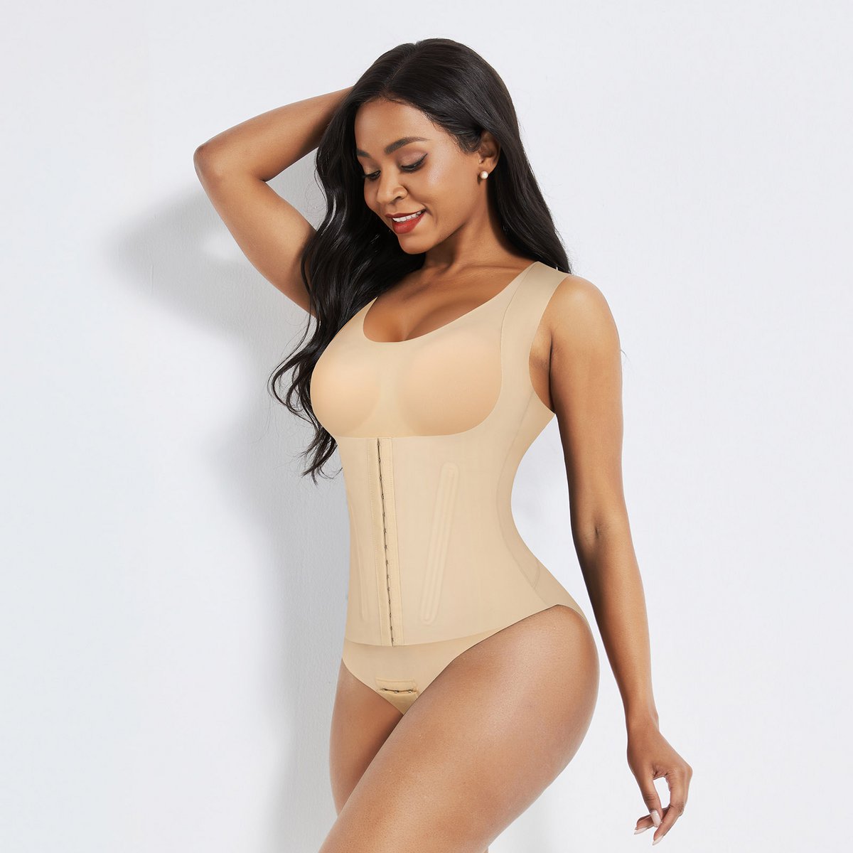 Shapewear 4-in-1 Waist Trainer Corset Bodysuit- Buttoned Tummy Control High Waist with Padded Bra