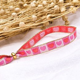 Bandarmband Herzen rosa/rot
