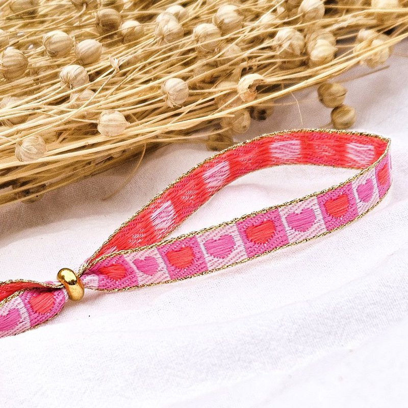 Bandarmband Herzen rosa/rot
