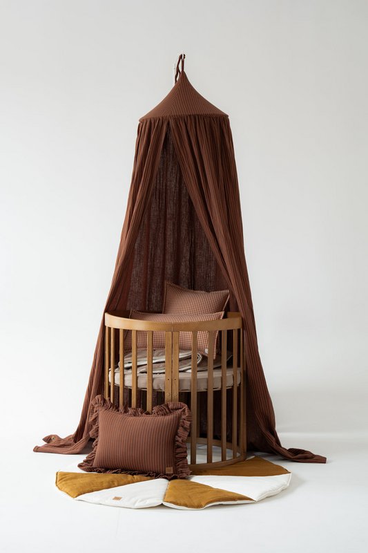 Dosel infantil con volante "rayas marrones"