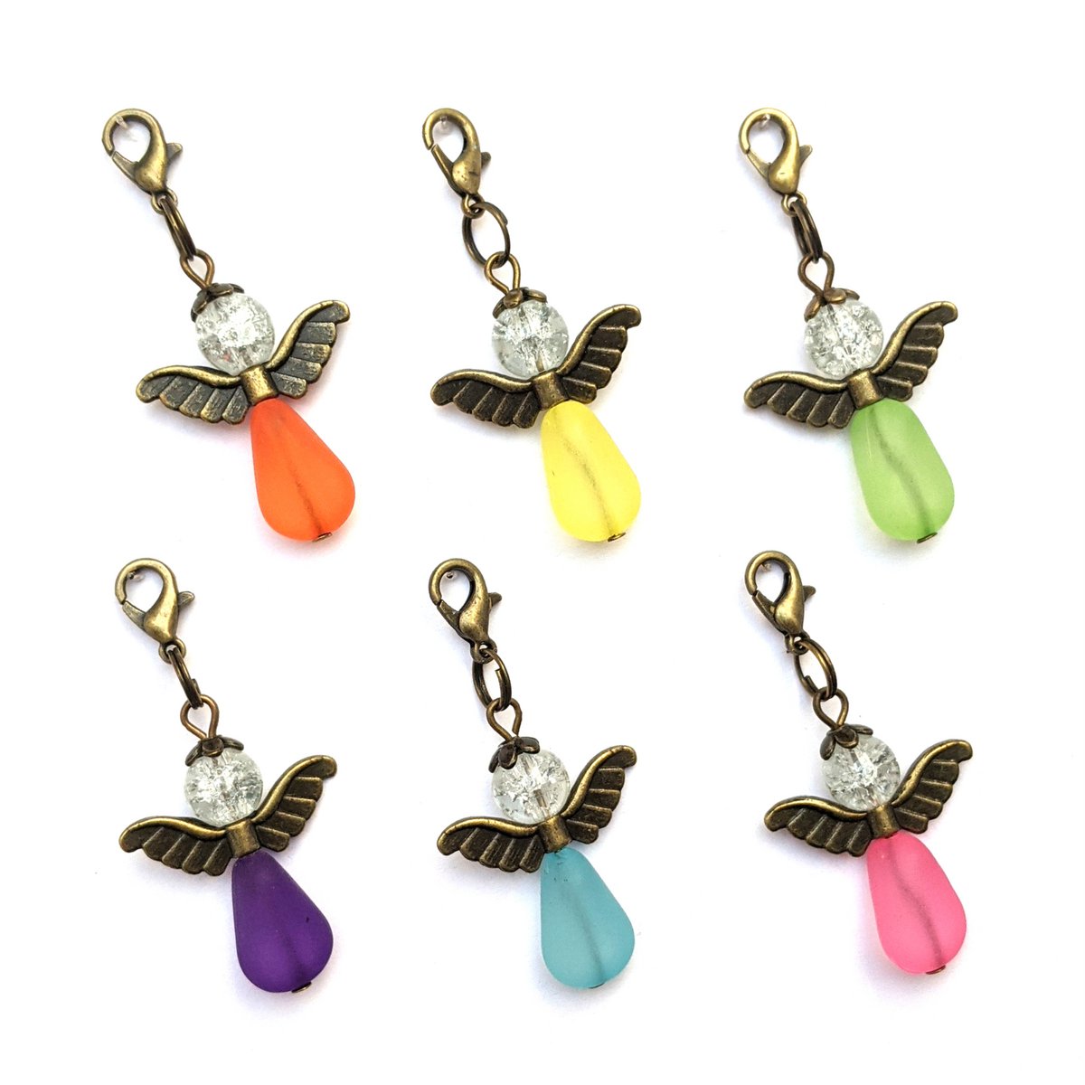 Guardian angel "Emma" keychain, 6-series set, bronze color