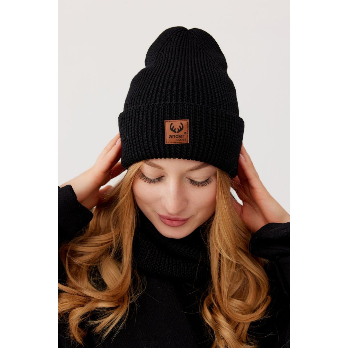 Ensemble bonnet et écharpe BRIGID - 100% laine mérinos - noir