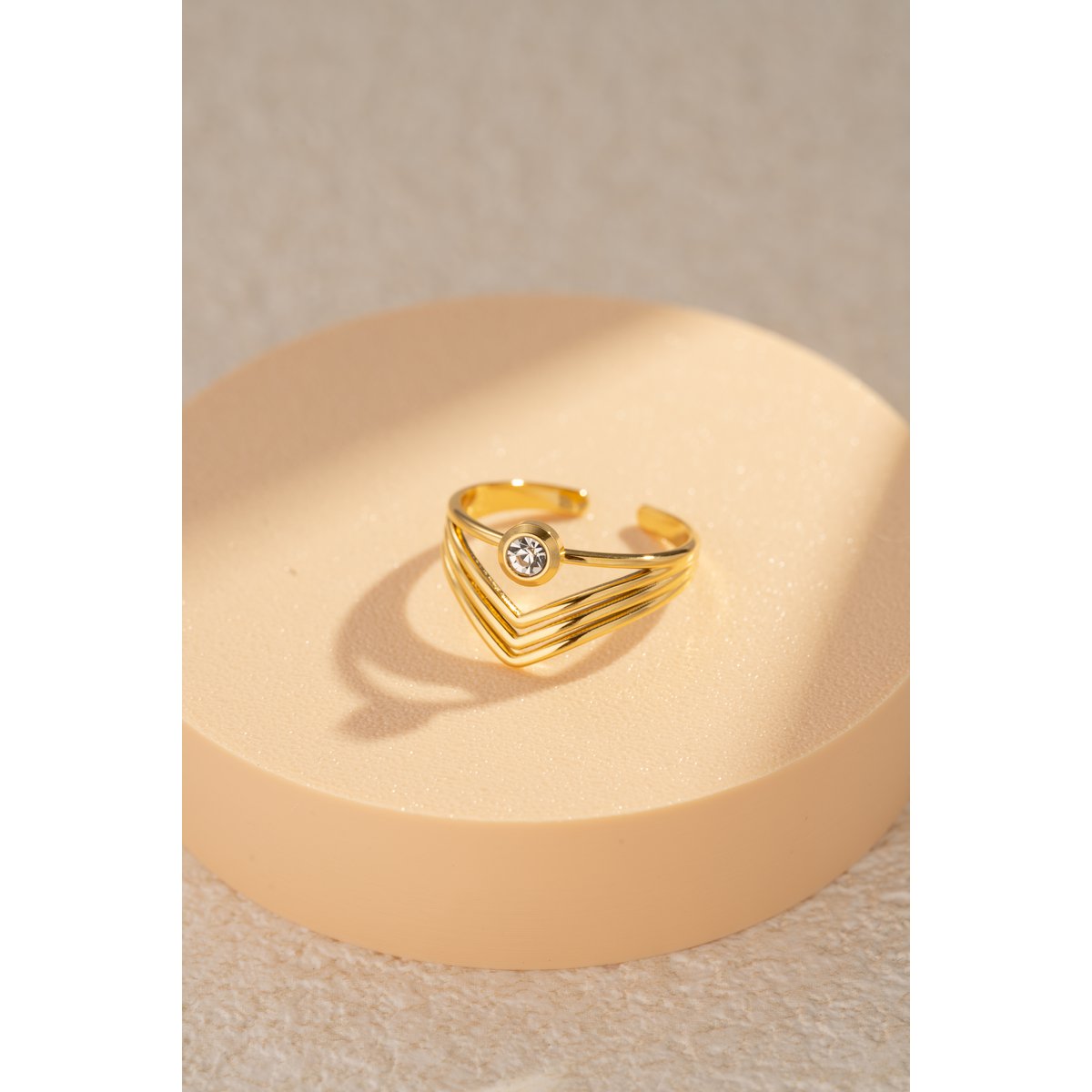 Bague ajustable en acier inoxydable cristal scintillant style raffiné