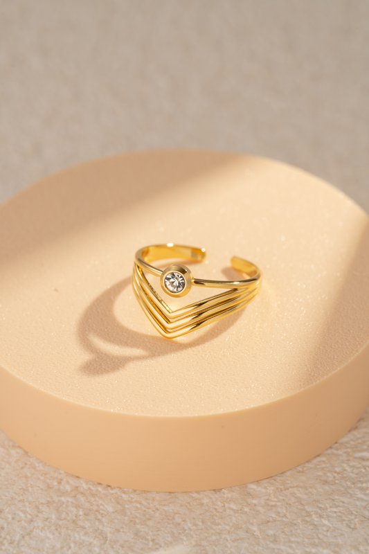 Bague ajustable en acier inoxydable cristal scintillant style raffiné