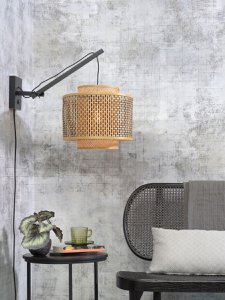 Wandleuchte Bhutan schwarz/Schirm 4034, S