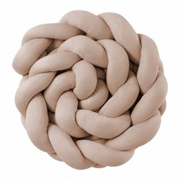 Old rose braided bed bumper, knitted, soft, plush, decorative pillow for kids' room.
