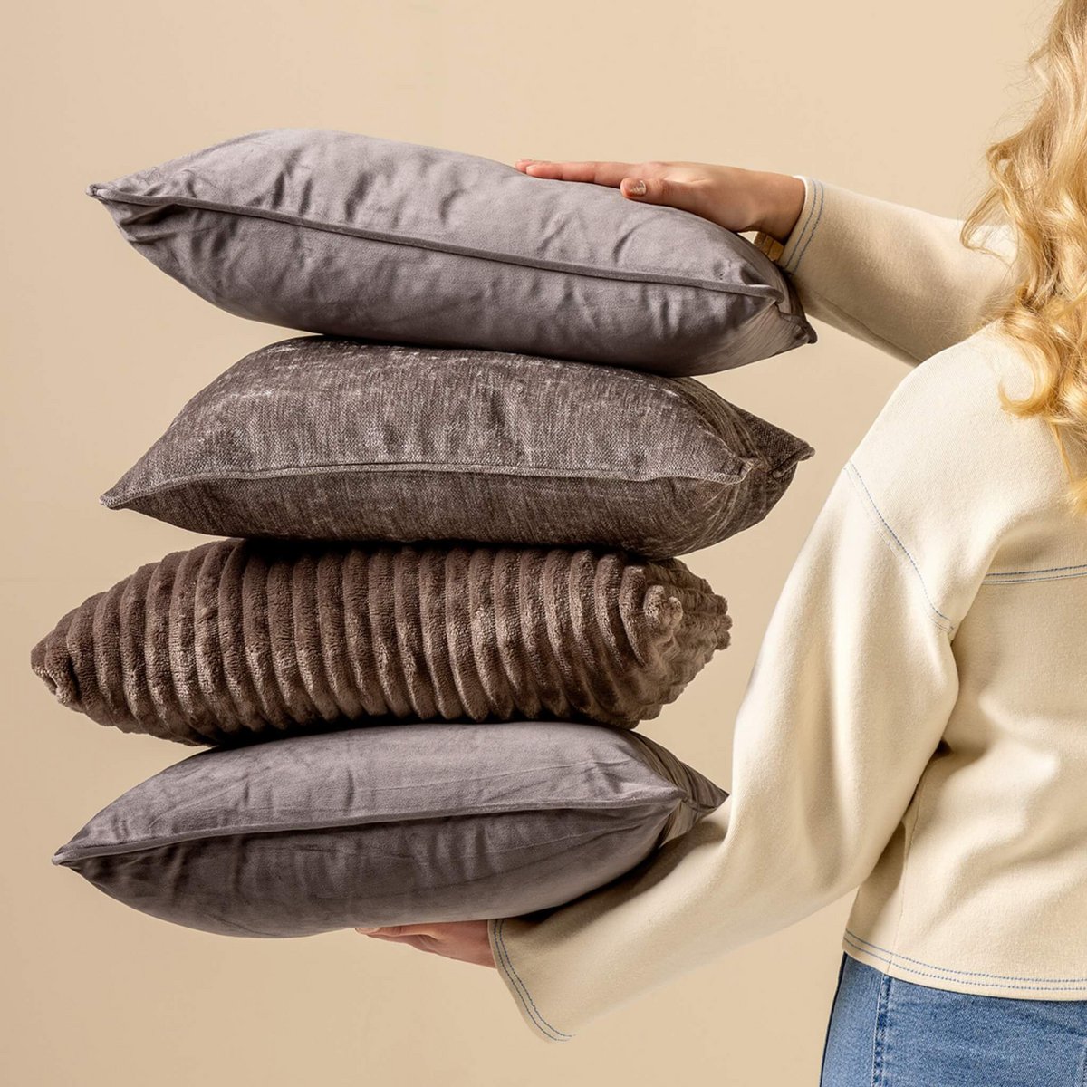 Dutch Decor FINN - Cushion 30x50 cm Driftwood - taupe