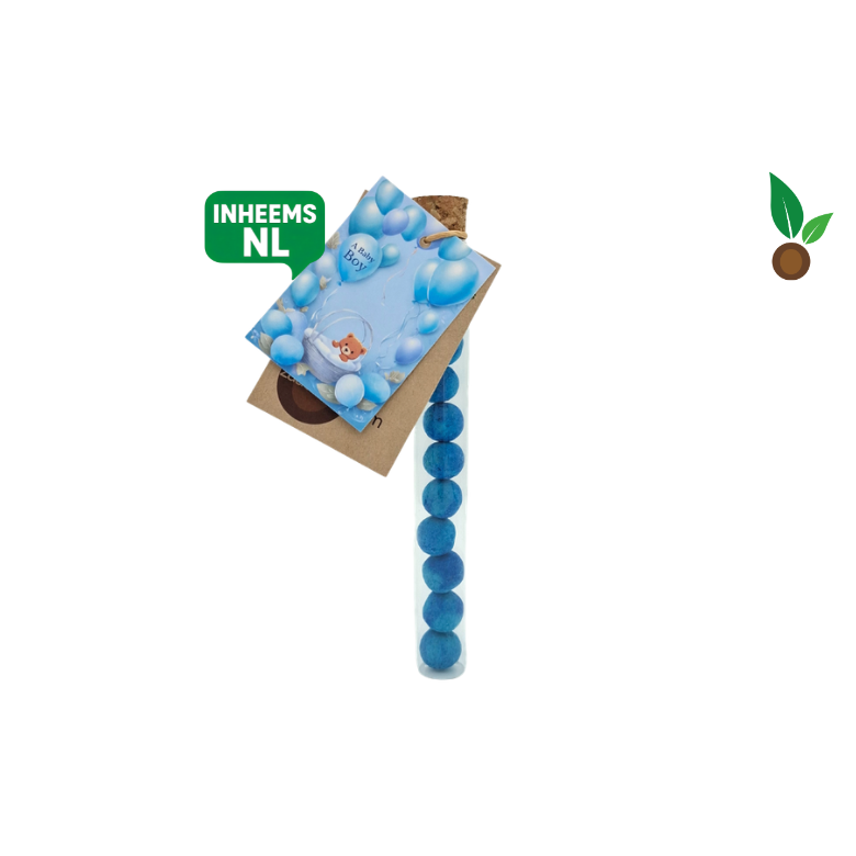 Geboorte jongetje: 10 Babyblauwe Zaadbommetjes in Reageerbuisje