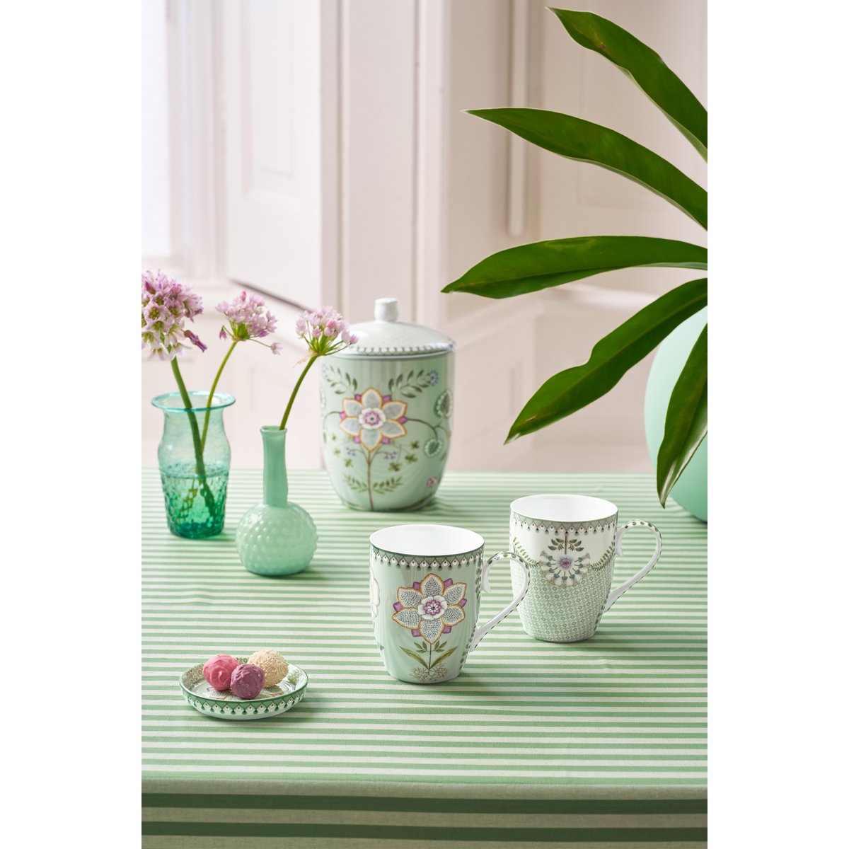 Set/2 Mugs Large Lily&Lotus Light Green 350ml