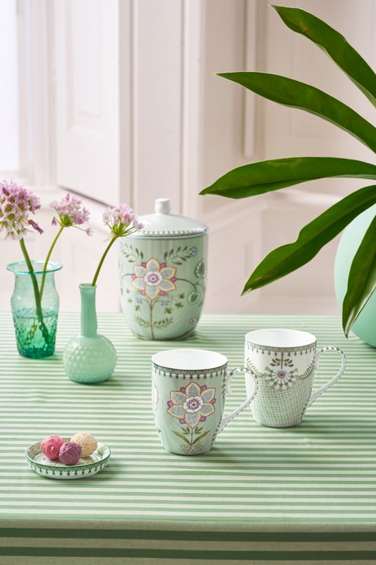 Set/2 Mugs Large Lily&Lotus Light Green 350ml