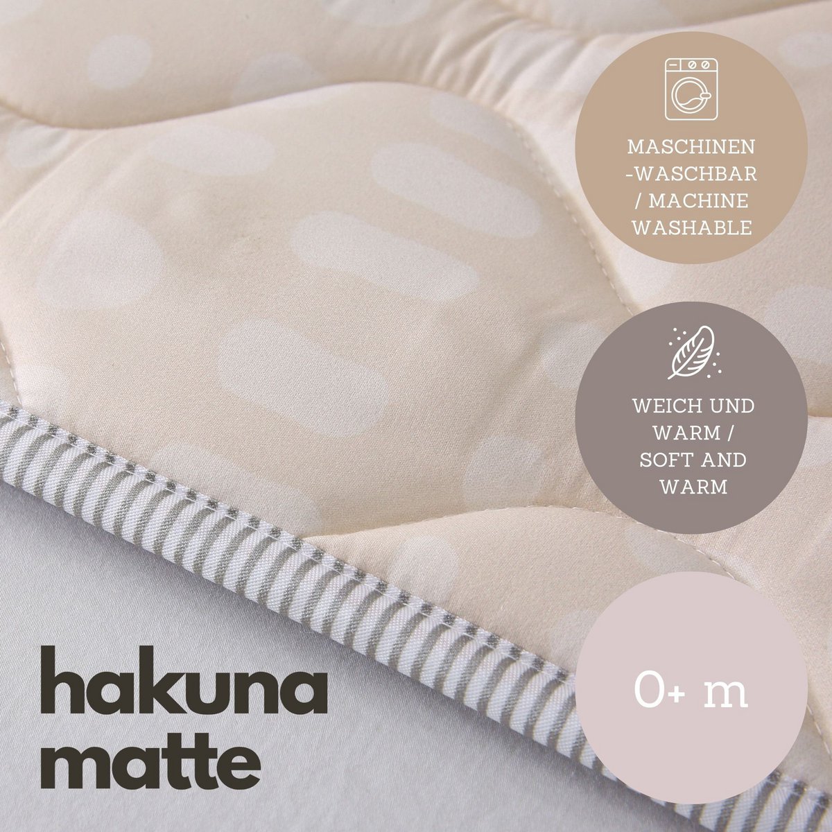 Hakuna Matte Quilted Play Mat – Hygge, Beige (1.27 x 1.27 m)