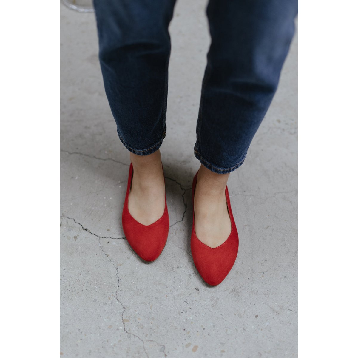 Klassieke ballerina's van suède - Audrey - Rood 34-42