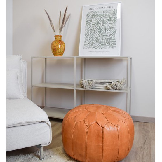 Lederen Pouffe - Sand Brown (XL)