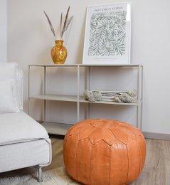 Leder Pouffe - Sandbraun (XL)