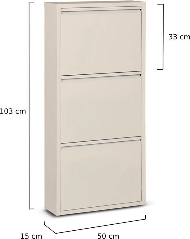 Szafka na buty metalowa 3-drzwiowa | Biały matowy