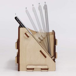 Organiseur de bureau CoolCuts Mill comprenant un support pour mobile/tablette en bois transparent