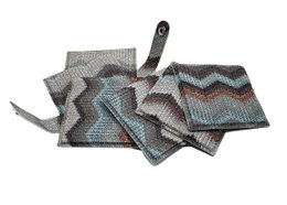 Juego de posavasos de cristal de 6 posavasos azules con estampado en zigzag