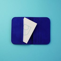 leather card sleeve BIO kobalt
