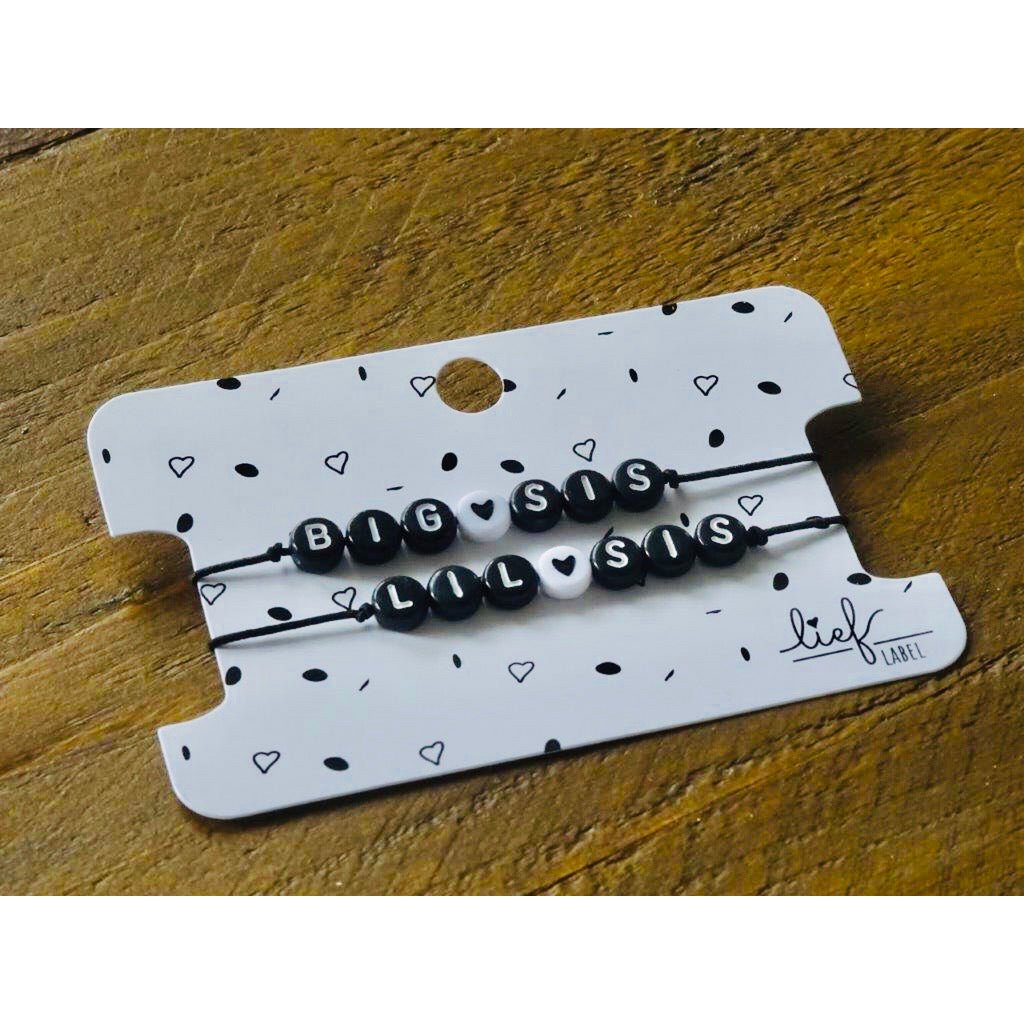 Armbandjes Big & Lil Sis Zwart wit 2 stuks