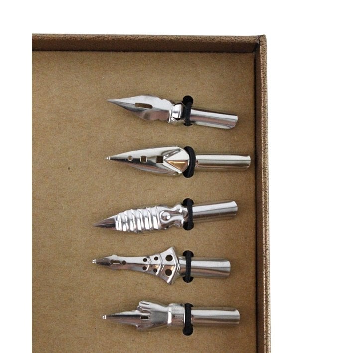 Quillpen Ink Set, scatola color marrone dorato con piuma di fagiano