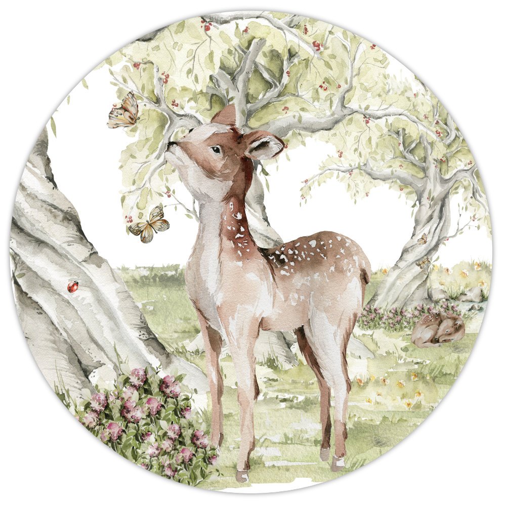 Papel pintado autoadhesivo círculo - Reetjes en el bosque | habitación infantil | desde Ø 60 cm