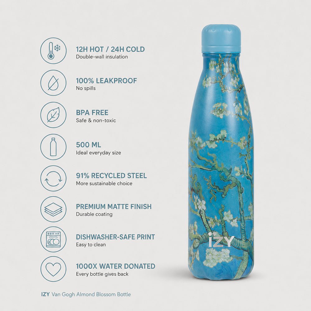 IZY Thermos Bottle - Almond Blossom - Van Gogh - 500ML To-Go Insulated Water Bottles