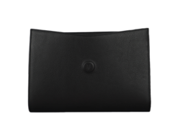 Black caviar leather handbag with a sleek, rectangular shape.