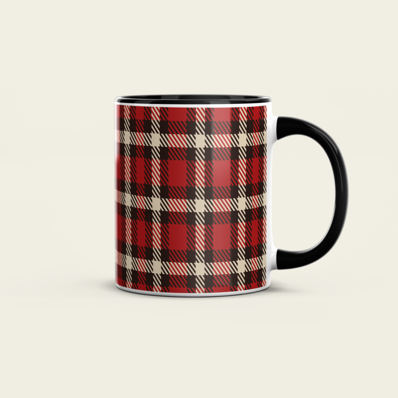 Tartan Ceramic Mug 325ml - YELLOW/RED SQUARES