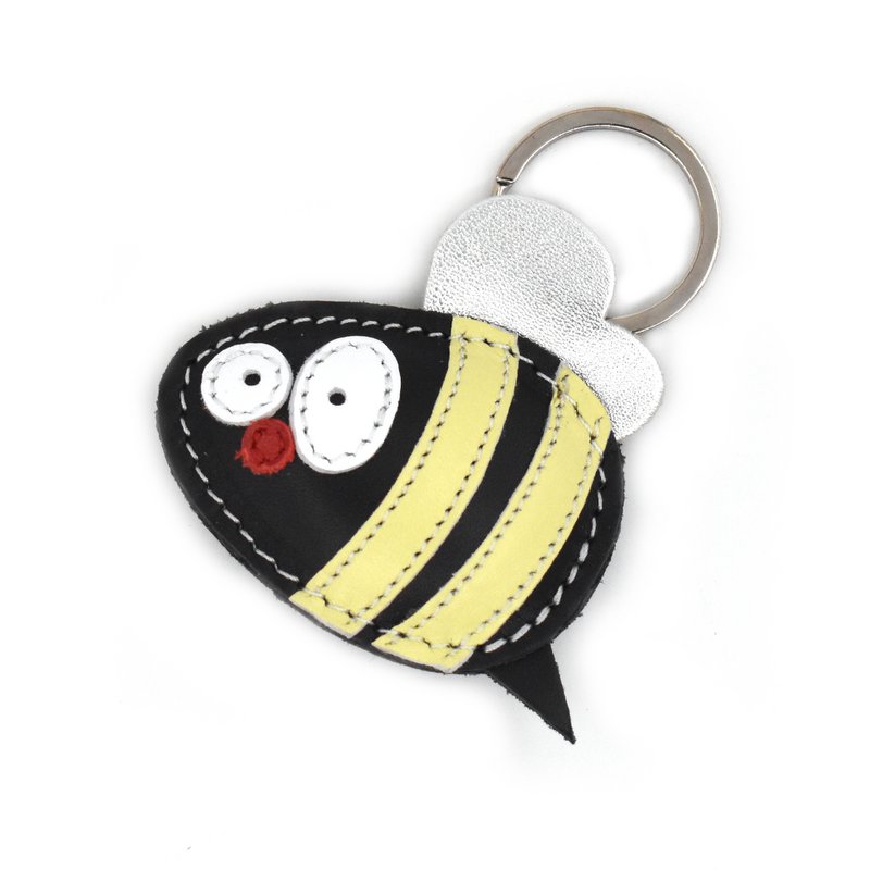 Bee handgemaakte lederen sleutelhanger