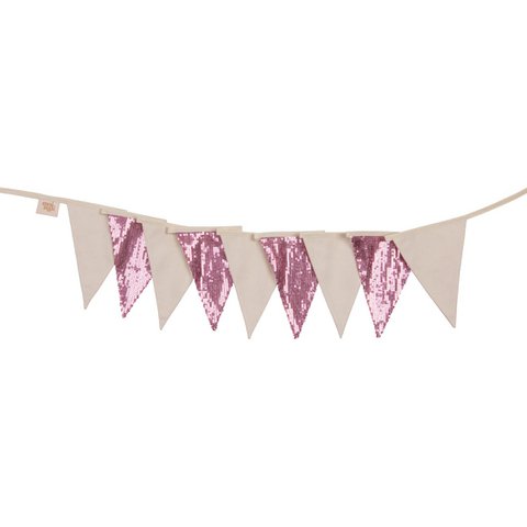 Paillettengirlande „Rosa und Beige“.