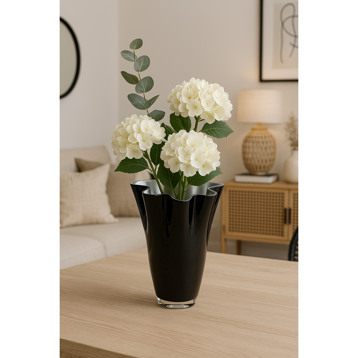 Vase glass wavy two-tone black silver glass vase table vase