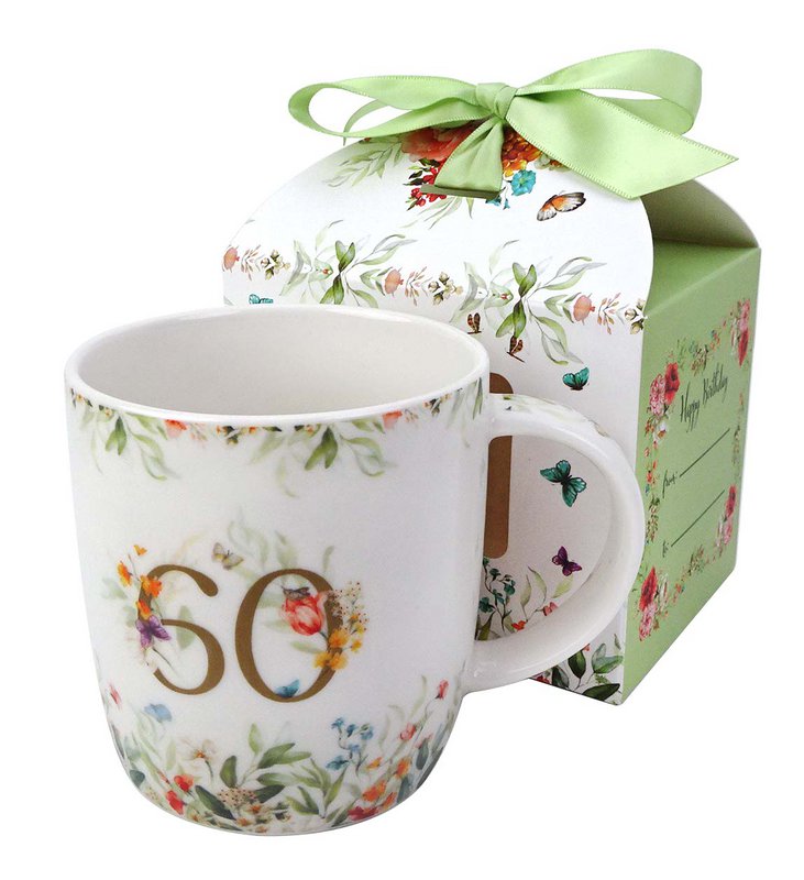 DUO Occasional Mug 400ml, Birthday “60”, in a giftbox with a ribbon