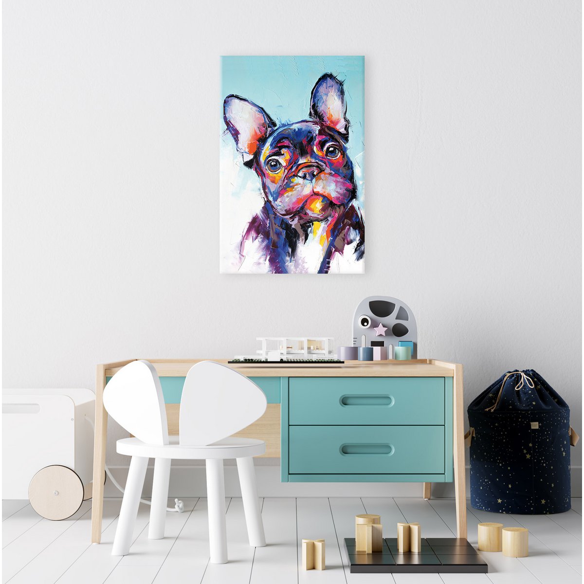 Wandfoto BULLDOG 60x90 cm canvas foto op spieraam decoratie modern