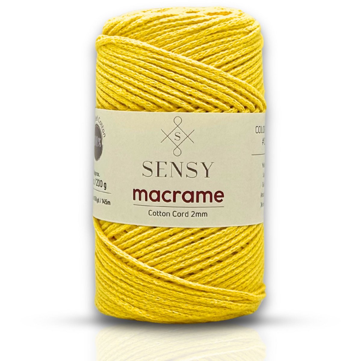 Sensy Premium 2 mm - 160 yards 100 % genanvendt bomuldsmacrame-ledning