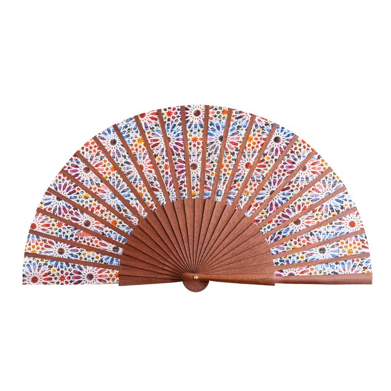 Spanische Fliesen inspirierte Seidenhand -Fan Sakina