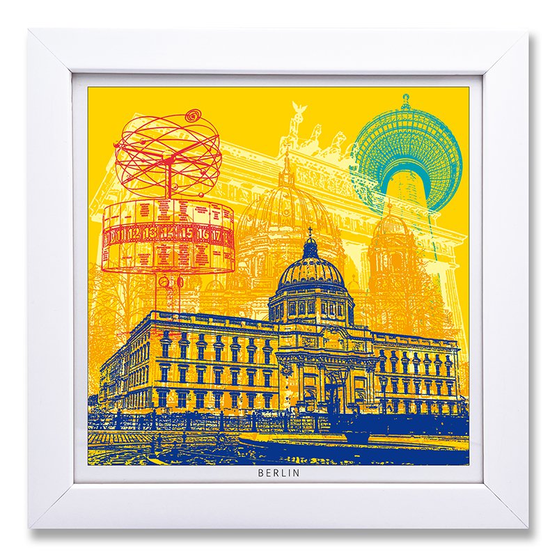 Art-Print-Berlin-06 in a white wooden frame