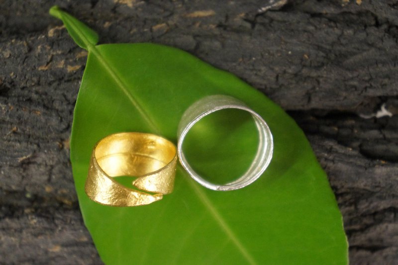 Gold-Silber-Blatt-Ring, vergoldeter Sterling-Silber-Schmuck, Geschenk für Sie, Olivenblatt-Band, handgefertigter Schmuck, Geschenk für Frauen, Statement-Ring