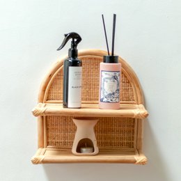 Rattan-Wandregal 30x30 cm | Hängendes kleines Regal TIASA beige