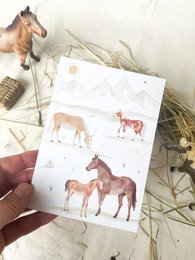 Postkort "Heste" P_86 | Børn | Invitation | Fødselsdag invitation | Pige | hest | Pandehår | Ridning | Børns fødselsdag | || HJERTE & PAPIR
