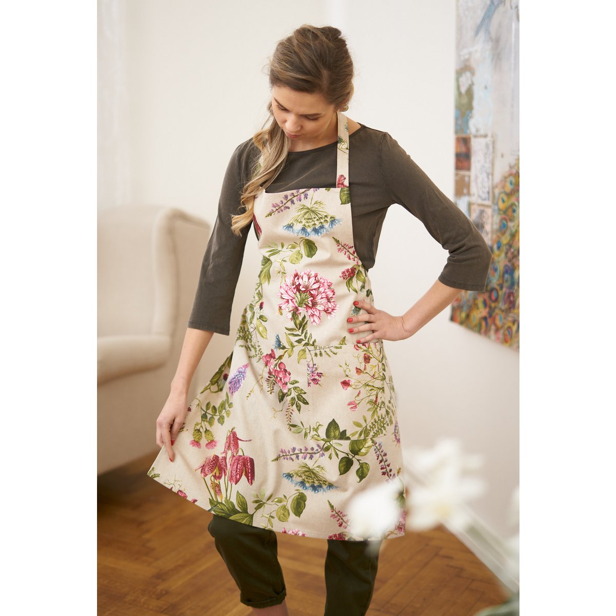 Ladies' Apron Simple, Poly-cotton Mix, Printed | Botanico