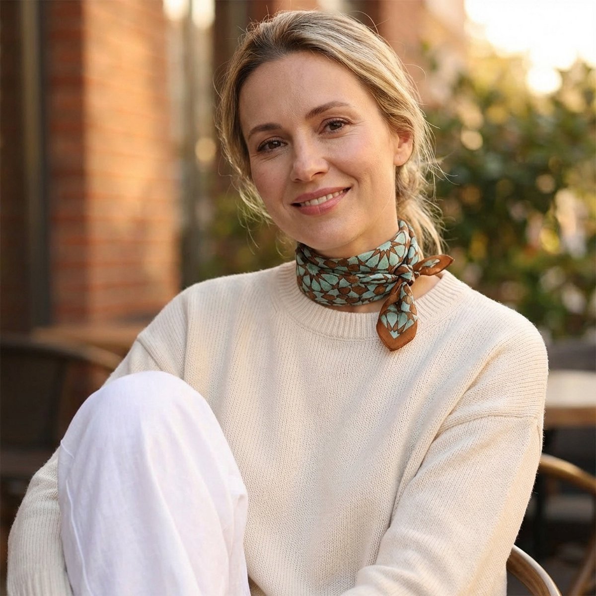 Brown Silk Neckerchief for Women