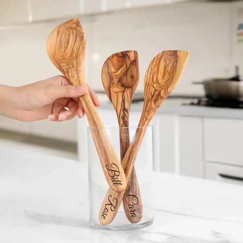 Handcrafted Olive Wood Corner Spoon
