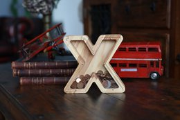 Wooden Piggy Bank Lille, brevpengebank, møntkasse, træboksepenge, sparer pengeboks